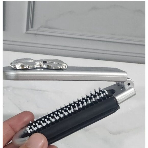 Hello Kitty Folding Metal Handle Silver Brush Mirror Decals - Picture 3 of 5